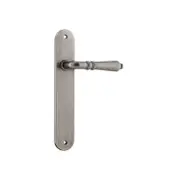 Iver Sarlat Lever Door Handle on Oval Backplate Distressed Nickel