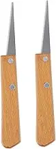 TEHAUX Artistic Pottery Tool Fettling Knife Wooden Handle Stainless Steel Blade 2pcs for Ceramic Clay Modeling