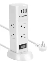 Power Strip Tower, 6 Outlet Surge Protector, 3 USB Ports（1 USB-C）, 6Ft Extens...