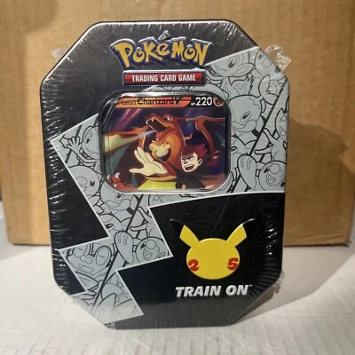 Pokemon Celebrations TCG Lance's Charizard V 25th Anniversary Factory Sealed Tin