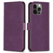 For iPhone 12/12 Pro 6.1 inch ic Clasp Imprinting Grid Pattern Stand Cover Phone Wallet Case