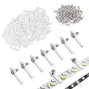 100Pack Strip Light Mounting Bracket - Upgraded Transparent Fixing Clips for 12mm Wide IP65 Waterproof 5050 LED Strip Light, One Side Fixing with 100 Screws