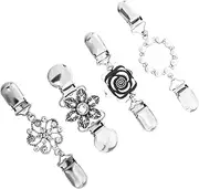 [OATIPHO] Elegant 4pcs Women's Brooch Shawl Clip Retro Pattern Sweater Clip Shirts Cinch Dress Collar Dress Accessory