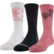 New Under Armour Boys Phenom 5.0 3-Pack Crew Socks Size Small Shoe Size 13.5K-4Y