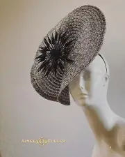 Aimee Fuller Black Ash Gray Grey Royal Ascot Kentucky Derby Large Fascinator Hat