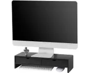 Black Monitor Stand Desk Organizer With 2 Drawers