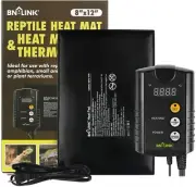 BN-LINK Durable Reptile Heating Pad 8" X 12" + Digital Thermostat Set Waterproof
