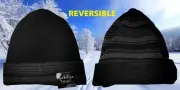 Van Heusen Mens Reversible 2 Layer Black Gray Beanies $19.99 Free Shipping B104