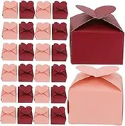 BESTOYARD 100 Pcs Party Treat Boxes Valentines Heart Shaped Candy Boxes Party Favors Paper Cookie Bags Snacks Box For Wedding Baby Shower Birthday Party Decorations