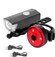 Rechargeable Bicycles Lights Set,USB Rechargeable Bikes Light Set,Front and Rear Cycling Safety Flashlights Set,Bright LED Headlight and Taillight Set, for Night Riding