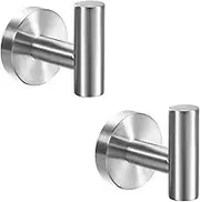 YGIVO Towel Hooks, Brushed Nickel SUS304 Stainless Steel Coat Robe Clothes Hook Modern Wall Hook Holder for Bathroom Kitchen Garage Hotel Wall Mounted (2 Pack)