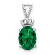 14k White Gold 8x6mm Oval Mount St. Helens AAA Diamond Pendant