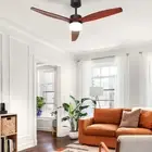 Wooden Blades Ceiling Fan Built In LED Light 3 Speeds With Remote Control 70W