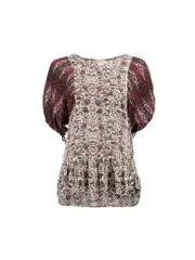 Isabel Marant Étoile Burgundy Silk Printed Peplum Top