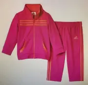 ADIDAS NWT 2PC Girls Jacket Zip Top Pants Track Suit Hot Pink Warm Up 12 18 24