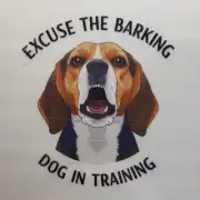 Excuse the Barking, Dog in Training Sticker Beagle Funny Decal - Car, Window PC
