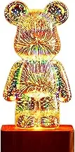 Brabola Firework Bear Light Lamp, Twinkle Bear Lamp Cute Bedside Night Light Table Lamp Projector with Color Changing Ambient Nightstand LED Desk Lamp for Kids Room, Bedroom, Home, Office