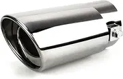Car Polished Stainless Steel Exhaust Auto Universal Tail Exterior Rear Tail Muffler Tip Pipe,2.5" to 3.3" Tailpipe Flue Muffler, Auto Accessories (Silver Straight)
