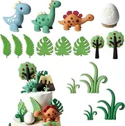 16Pcs Dinosaurs Cake Decoration, 3D Dinosaurs Happy Birthday Cake Topper Decorations, Mini Dinosaur Figures Dinosaur Theme Party, for Birthday Shower Boys Girls Party Decor