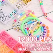 12589Pcs Clay Beads Bracelet Making Kit 48 Colors Clay Beads Crafts~·