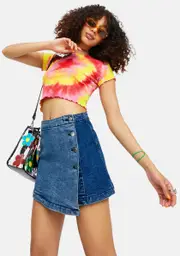 [dELiA*s by Dolls Kill] Can U Dig It Two Tone Denim Wrap Mini Skirt