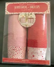 Simply Baked 50 Cupcake Cups Wrappers Red Pink Hearts NEW Bake Freeze Snacks