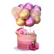 5-inch Mini Chrome Gold & Hot Pink Balloon Cake Topper Kit