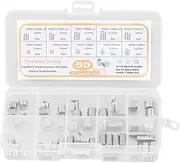 50Pcs 303 Stainless Steel Threaded Inserts Assortment Kit, Silver, with Storage Box, Multiple Thread Specifications for Different Thread Repair Situations, Wear and Resistanc