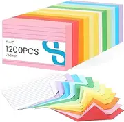 Koogel 1200PCS Colorful Index Cards, 3x5 Colored Flash Cards Bulk Heavyweight Notecards with One Ruled Side One Blank Side for School Classroom Office Learning Note Taking