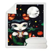 Cute Fairy Candy Corns Halloween Treats Throw Blanket