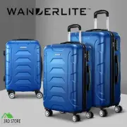 Wanderlite 3pc Luggage Sets Suitcases Trolley Set TSA Hard Case Lightweight Blue