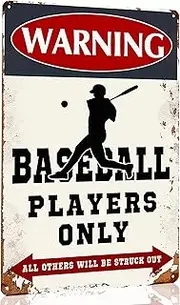 Duiseno Boy's Baseball Gifts Baseball Poster Warning Baseball Players Only Sign Boys Room Decorations For Bedroom 8 x 12 Inch