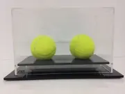 Tennis Double Ball Display Case Acrylic Perspex - BLACK