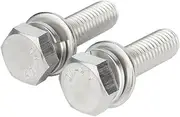 304 Stainless Steel External Hex Hexagon Head Screws M3~M12 Flat Washer Spring Split Elastic Gasket Assemble Bolts(70mm,M8-2pcs)