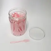 Custelen 100-Pack 2.5 Inch Mini Plastic Cosmetic Spatulas - Ideal for Makeup, Skincare, Crafting & More – Pink
