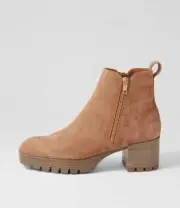 New Django & Juliette Dinis Light Choc Suede Ankle Boots Womens Shoes Casual