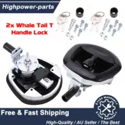 2PCS Black Central Locking T Handle Whale Tail Lock Folding Trailer Ute Canopy