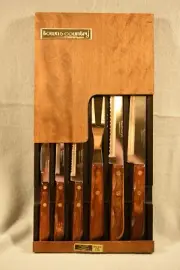 Washington Forge Town & Country Carving Set Walnut MCM Steak Knives FLEETWOOD