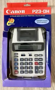 Canon P23-DH 10 Digit 2 Color Mini Desktop Printing Calculator NEW