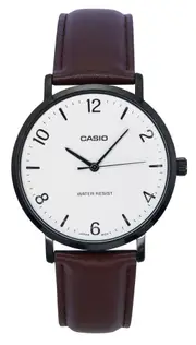 Casio Standard Analog Leather Strap White Dial Quartz MTP-VT03BL-7B Men's Watch