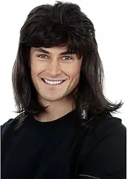 ALLAURA Black Mullet Wig Waynes World Wigs 80s Costume Men Mullets