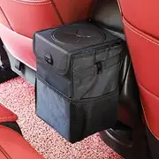 Waterproof Car Trash Can with Lid - Car Trash Bag Hanging with Storage Pockets-Collapsible and Portable Car Garbage Can