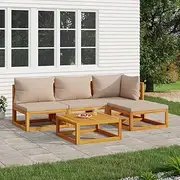 Patio Furniture Sets 5 Piece Garden Lounge Set with Taupe Cushions Solid Wood