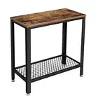 NNEWDS Industrial Side Table with Mesh Shelf Rustic Brown