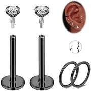 [AccGin] Nose Rings Stud Surgical Steel Internal Thread Piercing Jewelry Set Nose Medusa Lip Labret Hypoallergenic Clicker Hoop Septum Rings Cartilage Tragus Helix Conch Earrings for Women Men 16G 18G