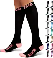 SB SOX Compression Socks (20-30mmHg) for Women Size: Small | Color: Black/Pink