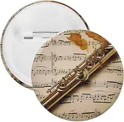 [YTLKGFP] Buttons Badge 5 Pcs Flute Music Printed Button Pins Decorations Tinplate Round Badge for Clothes Bags Hats Jeans And More, 2.3 inch, plastic tinplate, no gemstone