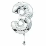 3 Shaped Number 34" Mylar Balloon, Party Decor, 1 Piece