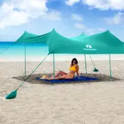 Red Suricata Family Beach Sun Shade Canopy - Turquoise