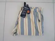 Peter Alexander Men's Cream/Blue Stripe Long Viscose/Cotton Pyjama Pants Size M